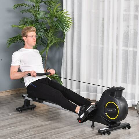 Soozier Indoor Body Health & Fitness Adjustable Magnetic Rowing Machine Rower with LCD Digital Monitor for Home, Office, Gym