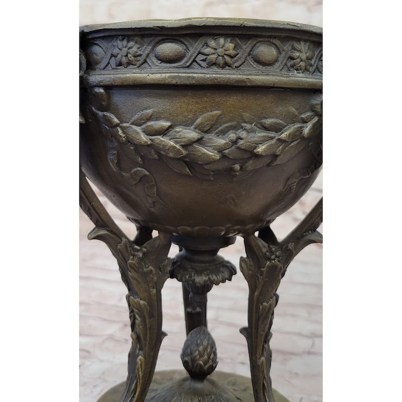 Louis Xvi Hot Cast Bronze Urn Sculpture Decor Antique Style On Marble Base