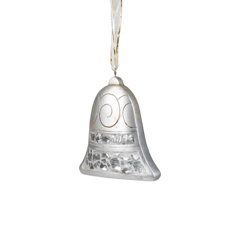Bell Mosaic Style Christmas Ornament - 3" - Silver