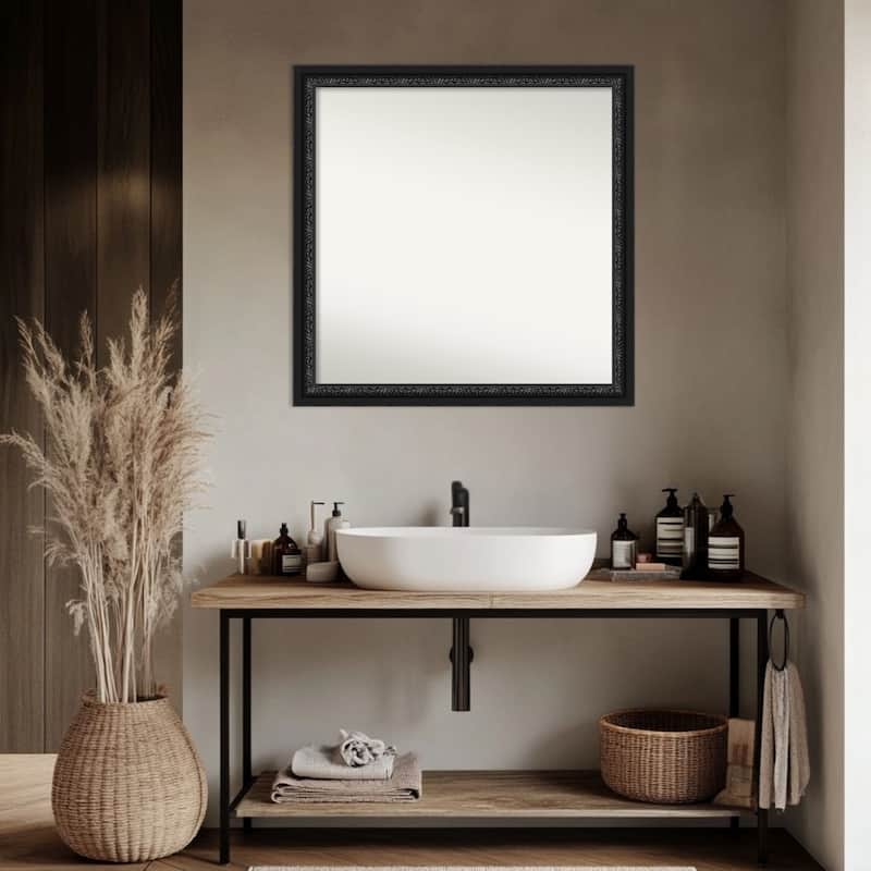 Downton Black Non-Beveled Wood Framed Bathroom Vanity Wall Mirror - Downton Black