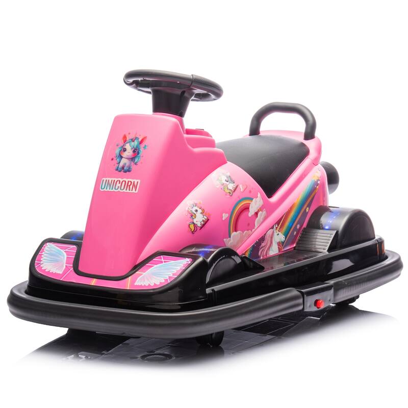 Fun 12V Kids Electric Bumper Car with Dual Motors, Rotates 360 Degrees, and Colorful LED Lights for Children 3-5
