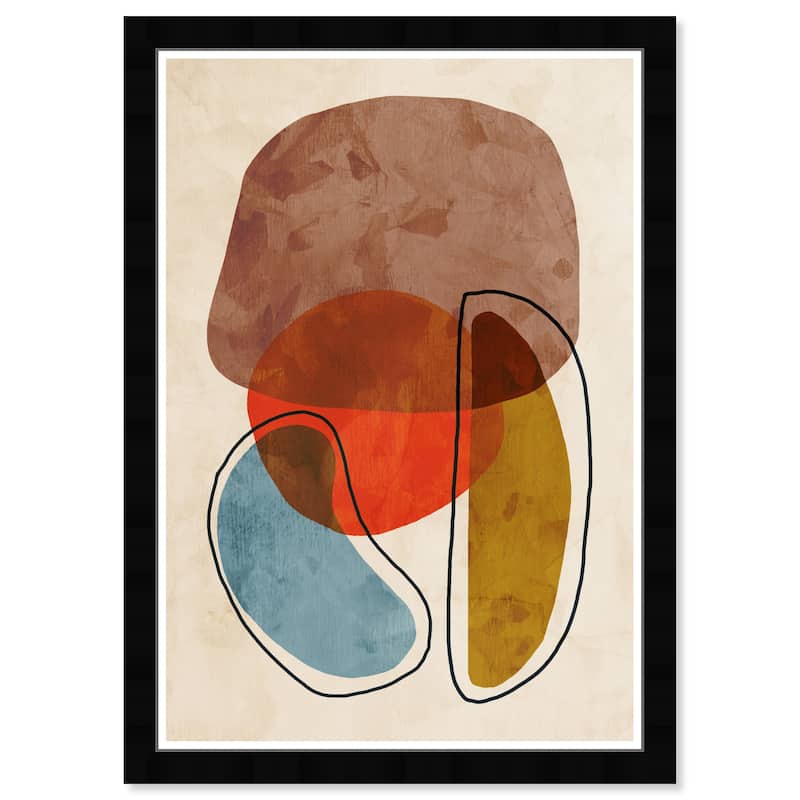 Wynwood Studio 'Shaped Together' Abstract Wall Art Framed Print Shapes - Brown, Red