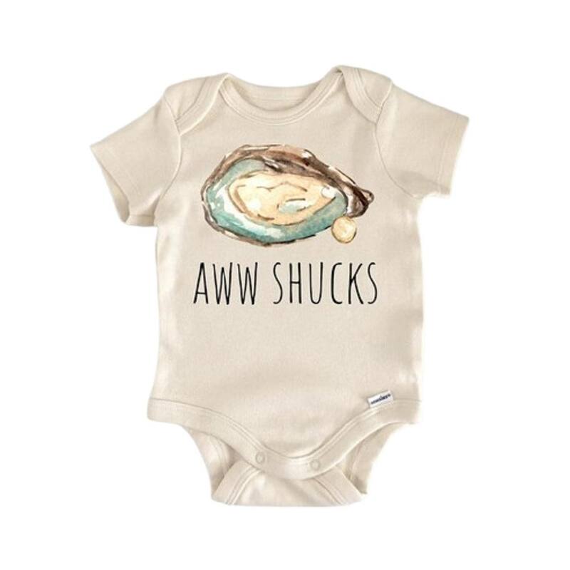 Oyster Clam Seafood Foodie - Baby Boy Girl Clothes Infant Bodysuit Funny Cute - Natural - 0-3M