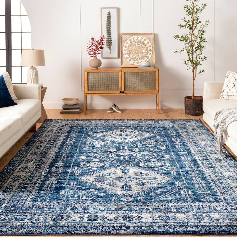Artistic Weavers Evry Vintage Heriz Area Rug - 6'7" x 9' - Navy