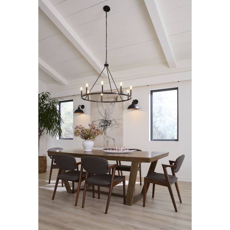 Gilliam Collection Nine-Light Matte Black New Traditional Chandelier - 35.5 in x 35.5 in x 26.5 in