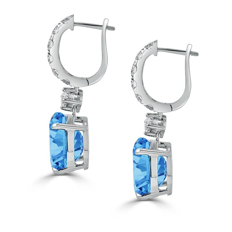 Auriya 9 5/8ct Fancy Oval-cut Blue Topaz Halo Diamond Dangle Earrings 1 1/4ctw 18k Gold
