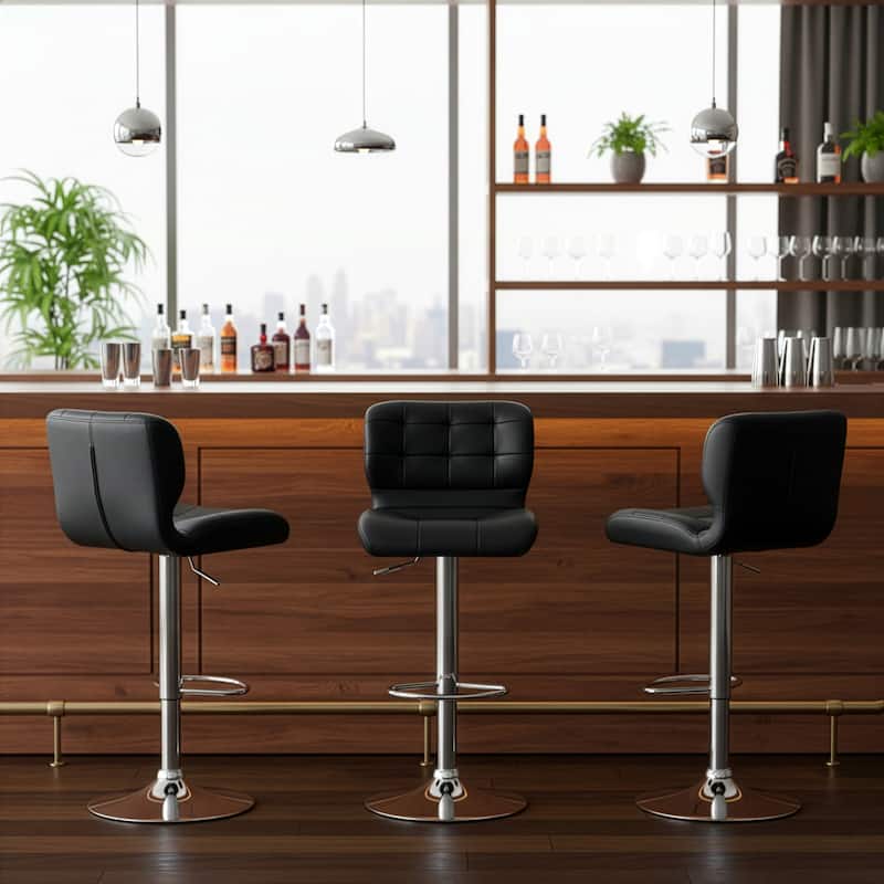 Adler Faux-leather and Metal Adjustable-height Bar Stool (Set of 2)