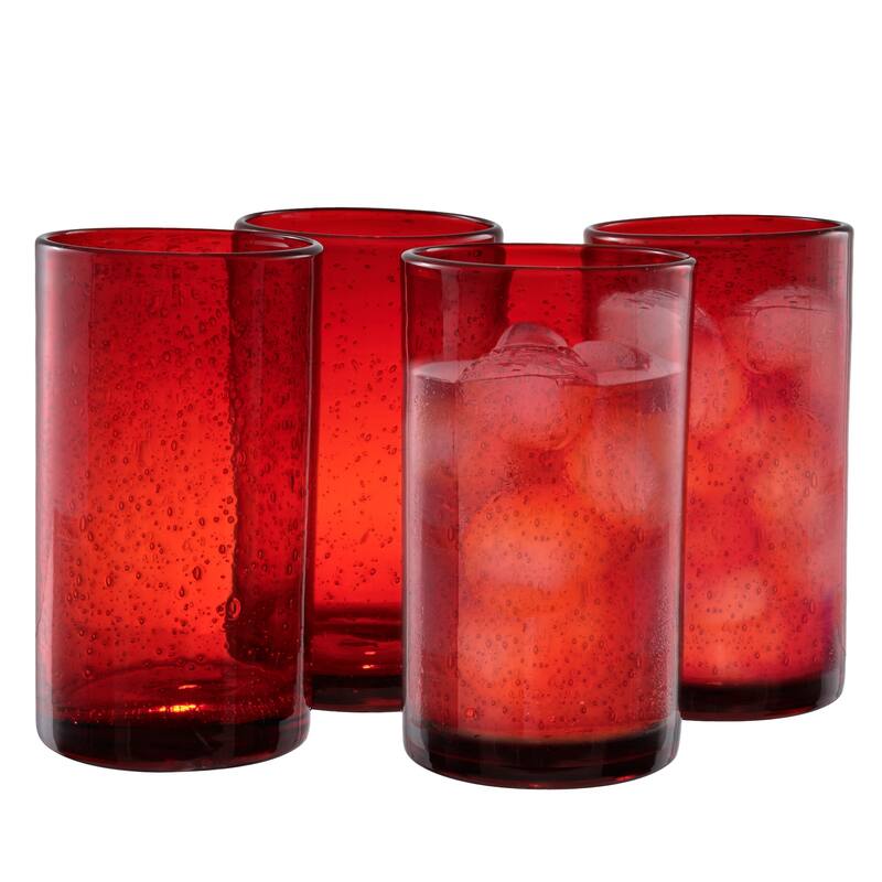 Artland Set of 4 Iris Highball Glass - 17 oz - Ruby