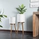 preview thumbnail 3 of 11, Distressed White Cachepot Planters with Bronze Metal Stands (Set of 2)