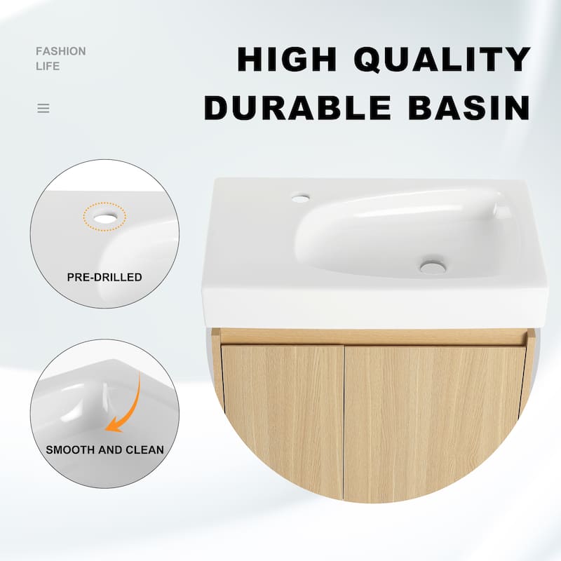 BNK 16"/20"/24"/30"/36" Single Sink Bathroom Vanity with Soft Close Door and Shelf