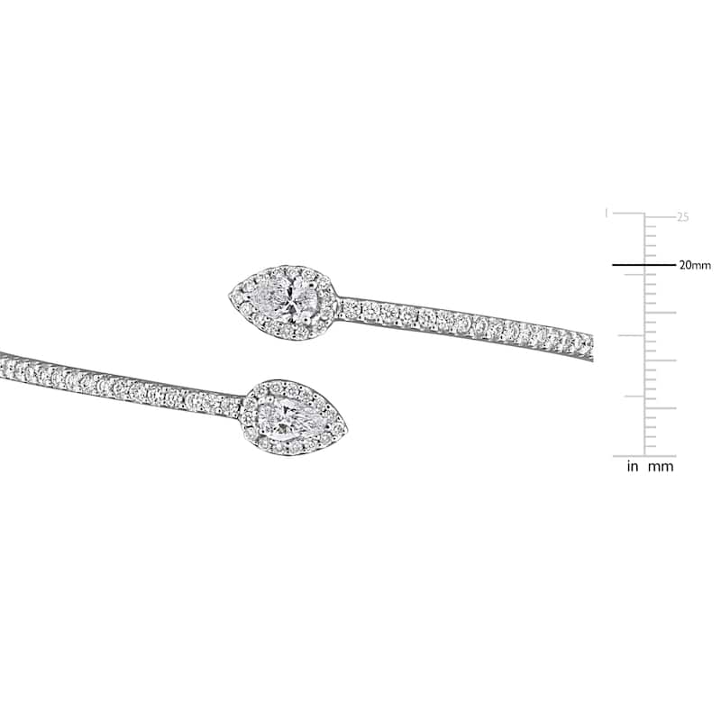 Miadora 2ct TW Pear-Cut and Round Lab-Grown Diamond Open Bangle in 14k White Gold - 6 in