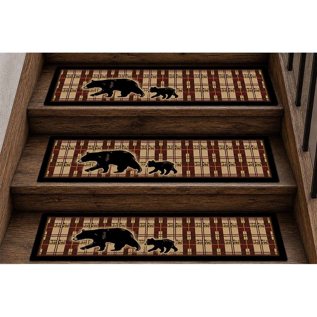 Cozy Cabin Bear Tread Non Skid Lodge Stair Treads 9"x30"