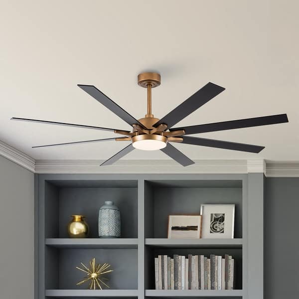 slide 2 of 54, 65" Farmhouse Gold Plywood Indoor Large Ceiling Fan with Light and Remote Gold+Black