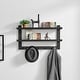 preview thumbnail 1 of 17, Danya B. 2-Tier Wall Shelf with 5 Hanging Hooks - Entryway or Bathroom Black