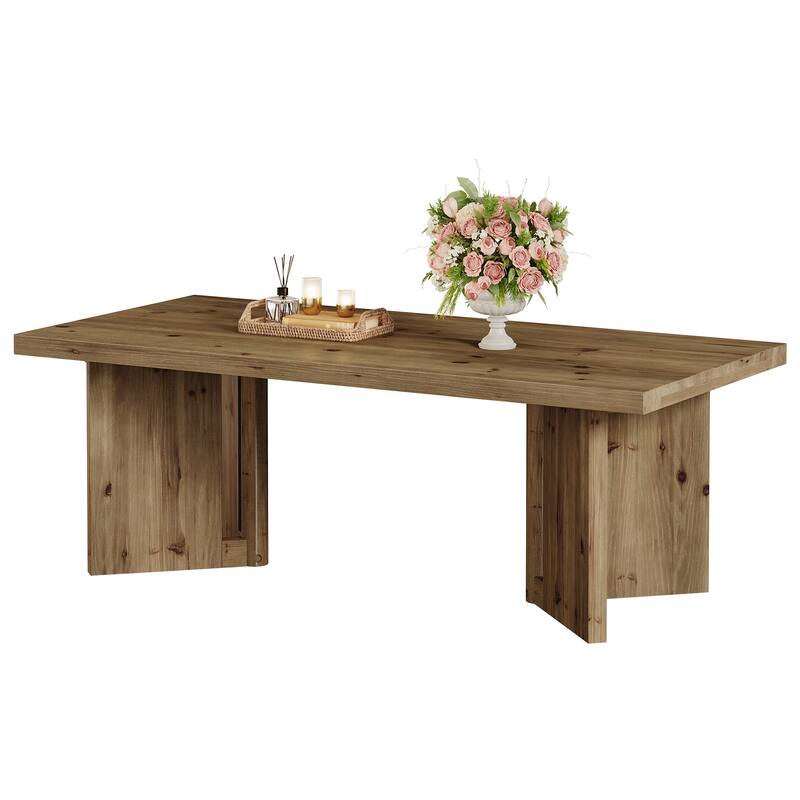 47-Inch Rustic Wood Coffee Table, Farmhouse Rectangle Center Table