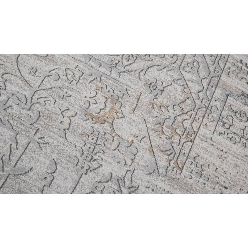 Distressed Phlox Beige Grey Rug