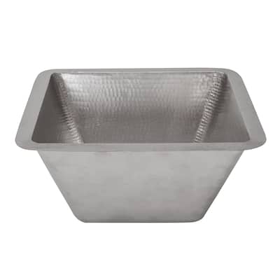 15-in Square Hammered Copper Bar/Prep Sink in Nickel w/ 3.5-in Drain Opening (BS15EN3)