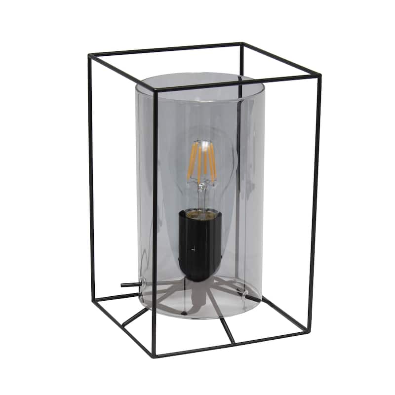 Lalia Home Framed Table Lamp with Clear Cylinder Glass Shade