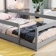 preview thumbnail 4 of 6, Grey Twin Size Pine Wood Floor Bed with House-shaped Headboard