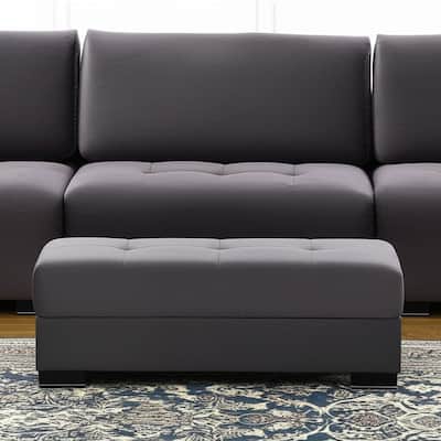 HomeRoots 50" Gray and Brown Microfiber Storage Ottoman