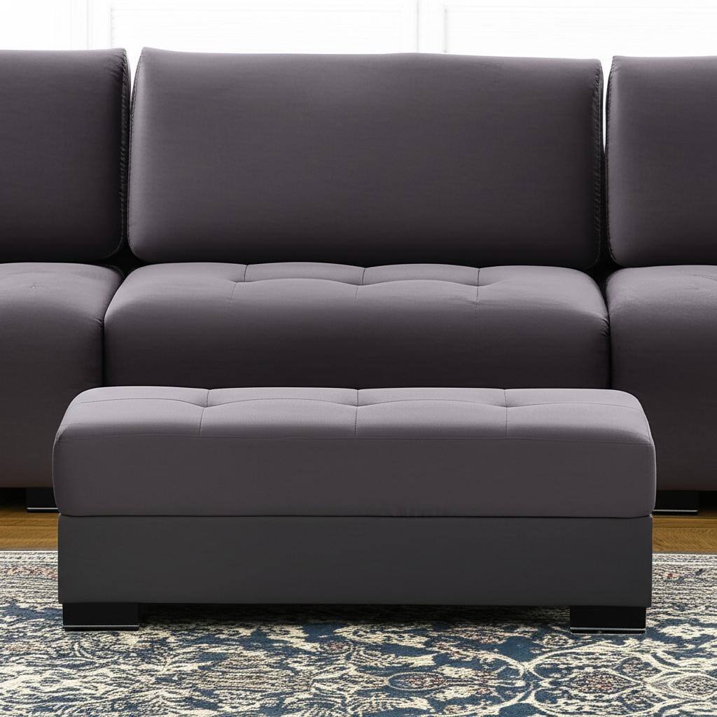 HomeRoots 50" Gray and Brown Microfiber Storage Ottoman