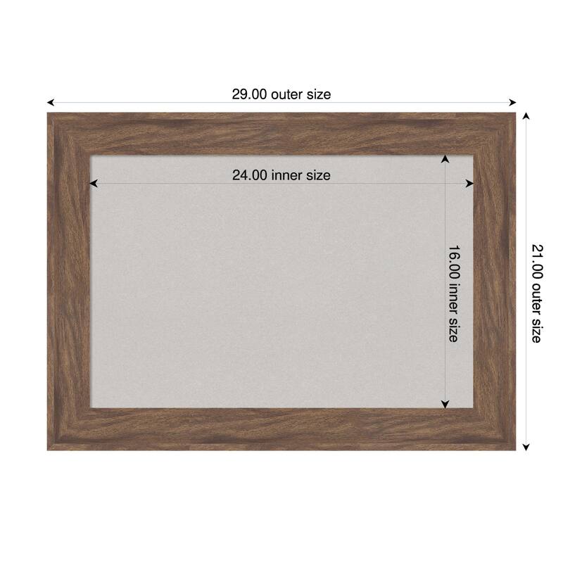 Pia Medium Brown Framed Cork Board - Bulletin Board, Organization Board, Pin Board - Grey - 29 x 21 in
