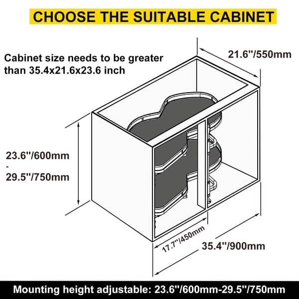 VEVOR 36'' Swing Tray PullOut Two tier Blind Corner Organizer