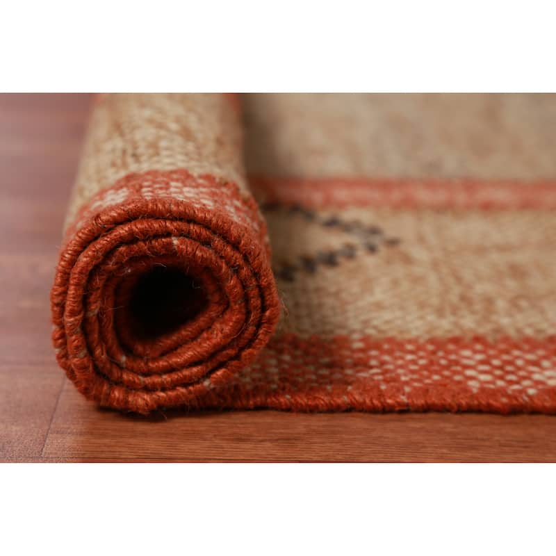 Hand Woven Oriental 100% Jute Carpet Southwestern Modern Brown Kilim Area Rug - 13' 4'' X 10' 6''