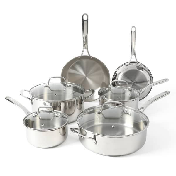 Martha Stewart Castelle 10 Piece Stainless Steel Cookware Set - Silver