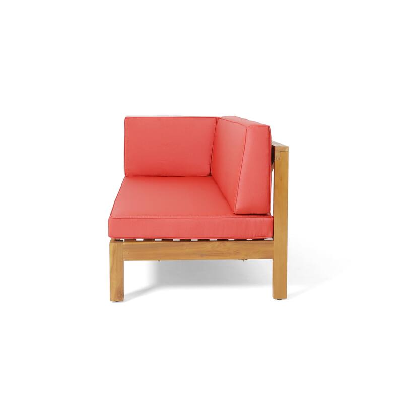 brava X-back corner bench-L with coffee table, red