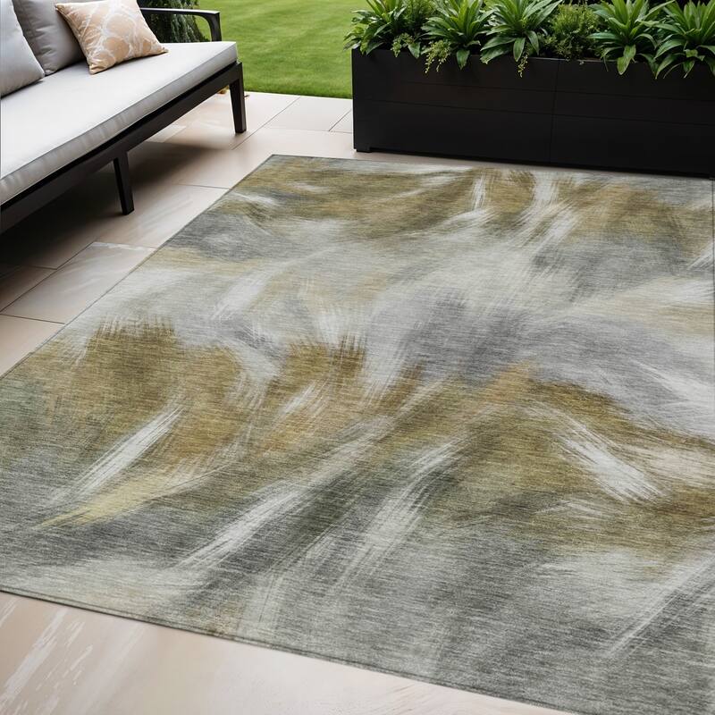 HomeRoots Abstract Transitional Rectangle Outdoor Rug - 5' X 8'