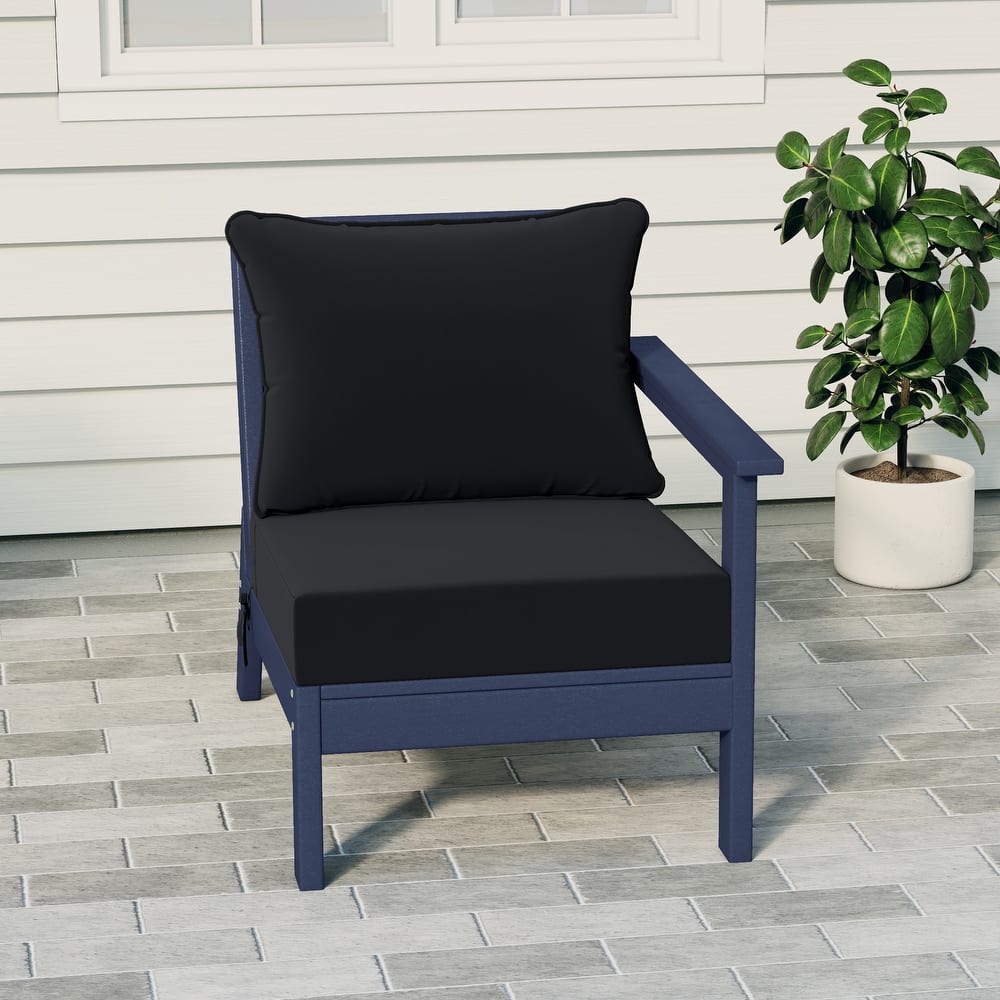 Birchwood All Weather HDPE Outdoor Patio Deep Seating Navy Blue Right Arm Facing Chair With Cushions (1-Piece)
