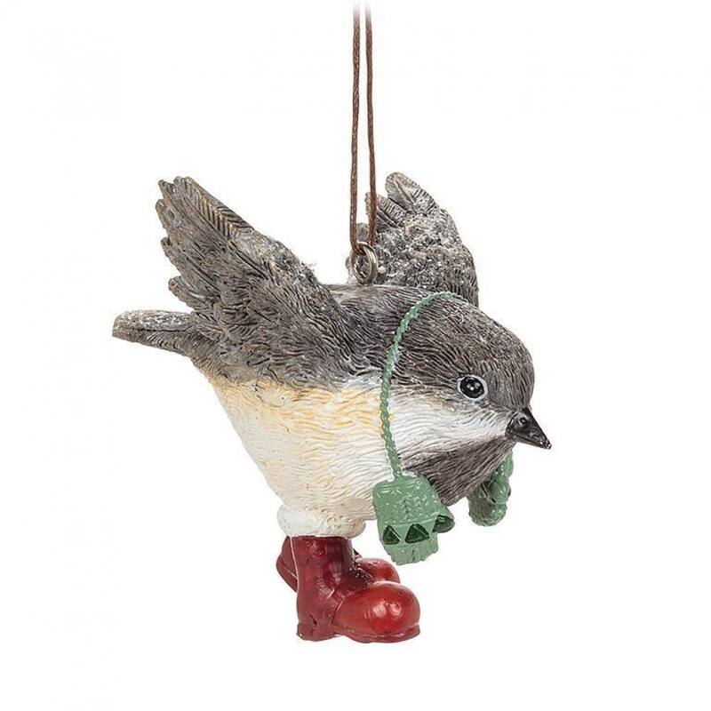 Set Of 3 Winter Chickadee Ornament - Resin - Multi