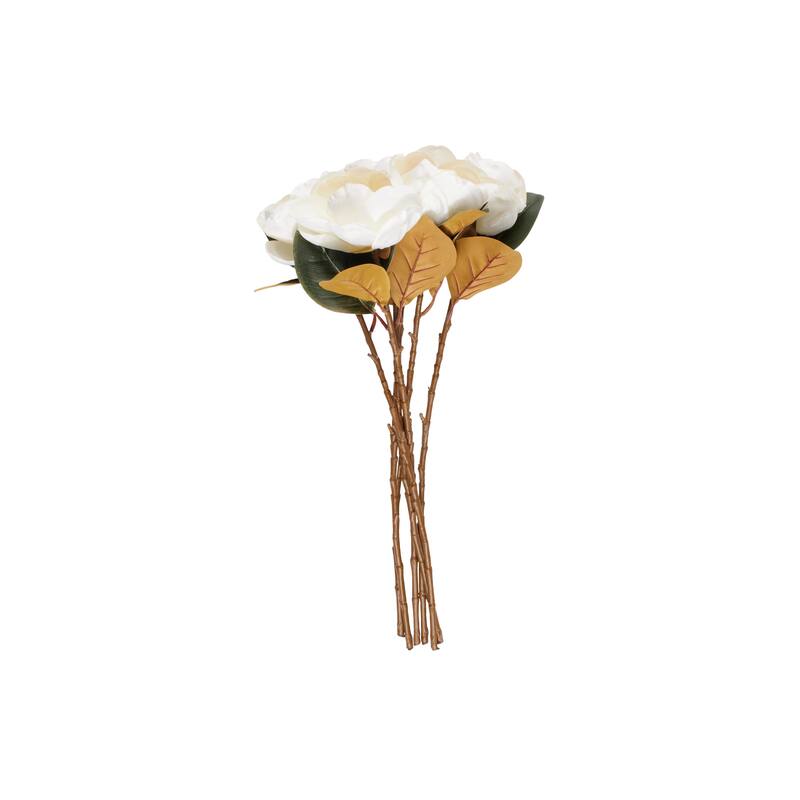 White Polyester Tall Magnolia Artificial Flower Stem (Set of 6)