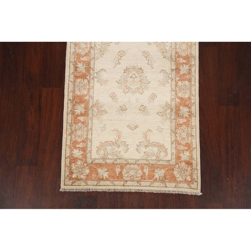 Vegetable Dye Floral Peshawar Chobi Oriental Wool Runner Rug Handmade - 2'9" x 9'10"