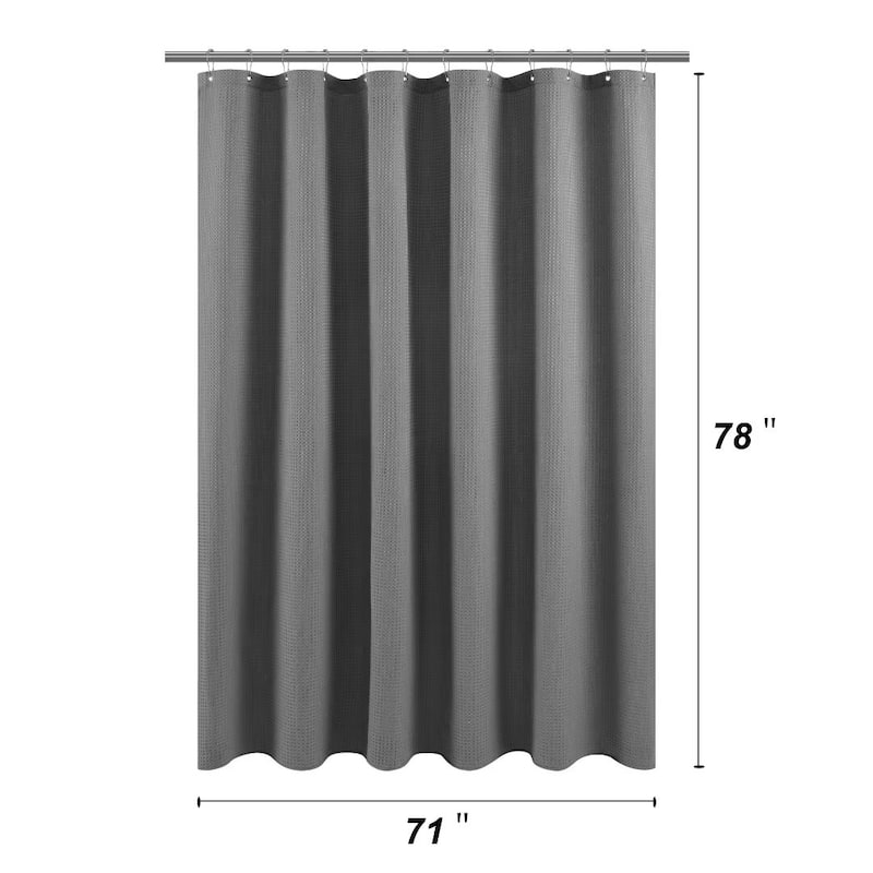 Dobby Waffle Shower Curtain with 12 Metal Hooks