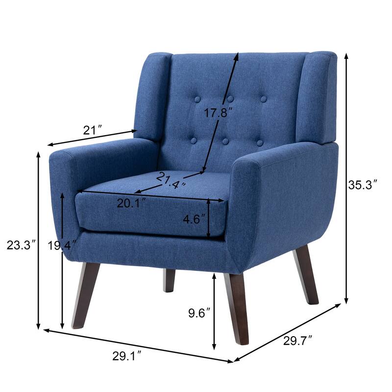 Modern Upholstered Faux Leather Tufted Armchair Linen Accent Chairs