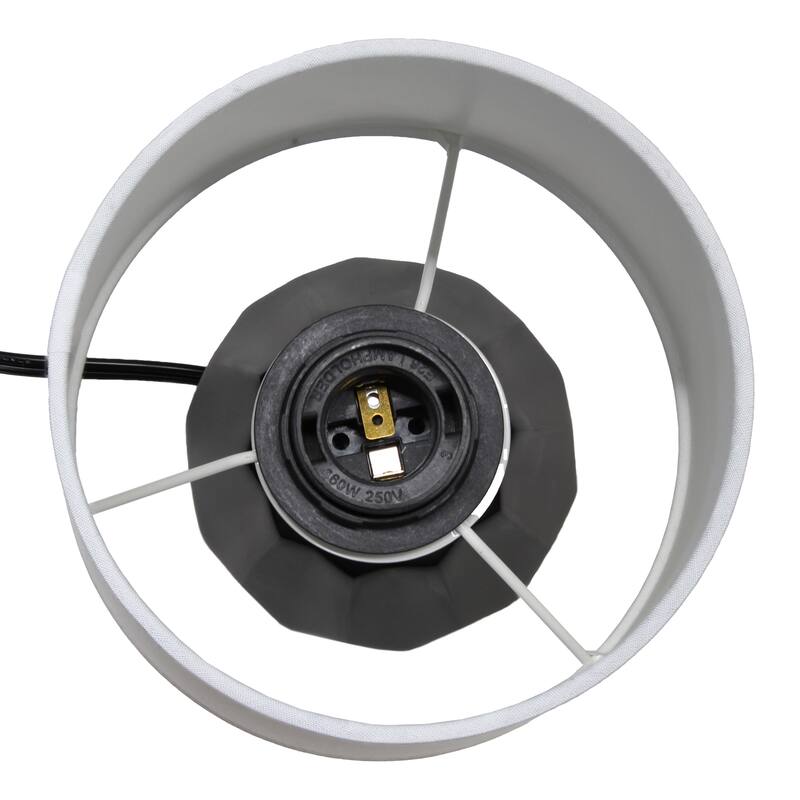 Geometric Ceramic Table Lamp with White Drum Shade - 19.5" - Black