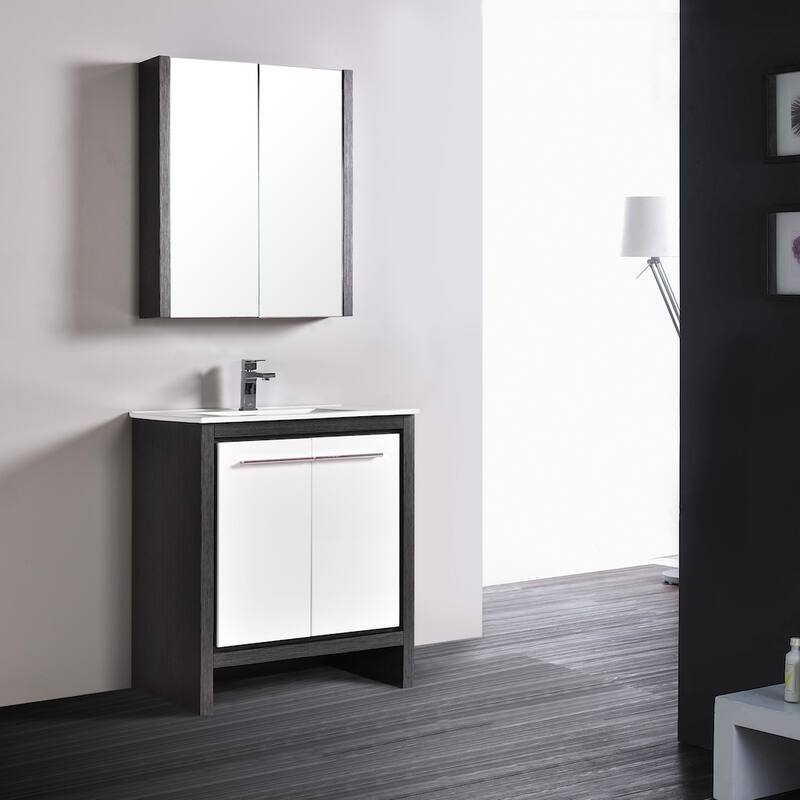 Solid Wood Bathroom Vanity with Mirror Medicine Cabinet