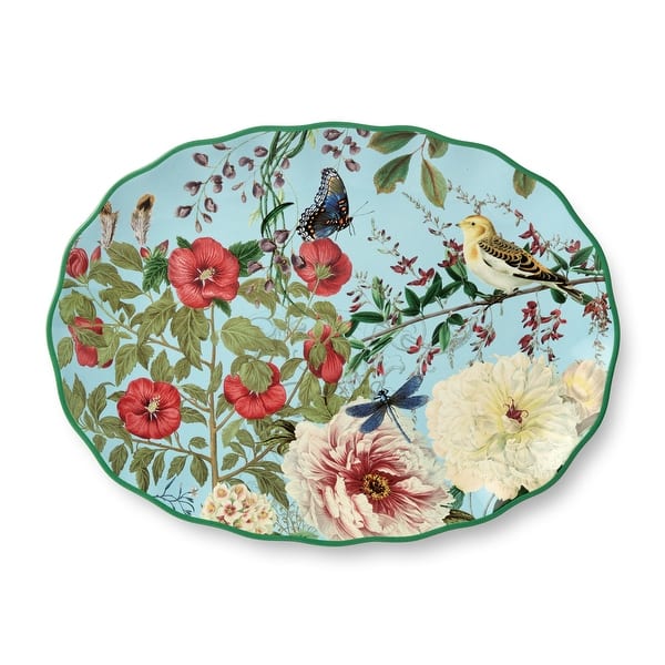 slide 2 of 4, Certified International Flora Oval Platter 14" x 10" - 10.00"W x 14.00"L x 1.25"H