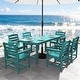 preview thumbnail 18 of 82, 7-Piece HDPE Outdoor Dining Table Sets with Umbrella Hole - 1-Table 6-Chairs