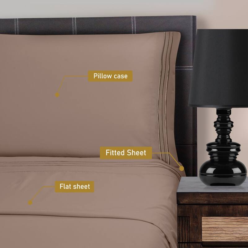 Superior Wrinkle-resistant Embroidered Microfiber Deep Sheet Set