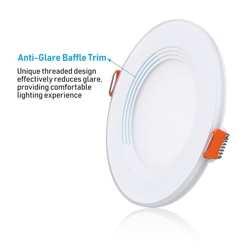 4" 5CCT LED Recessed Light, Anti-Glare Baffle Trim Night Light, CRI90 - 8pack
