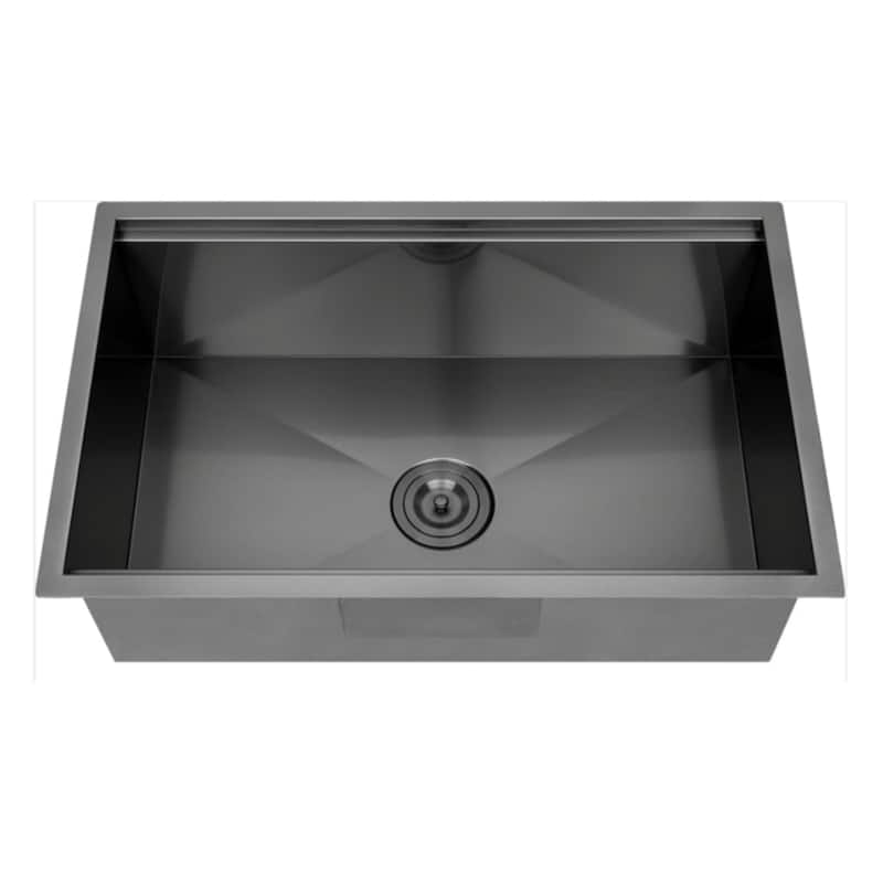 CB HOME 32'' Undermount Gold Kitchen Sink, Drop in Black/Stainless Steel Kitchen Sink, Single Bowl Kitchen Sink with Accessories - 32''X19''X10''-Sink Only - Black