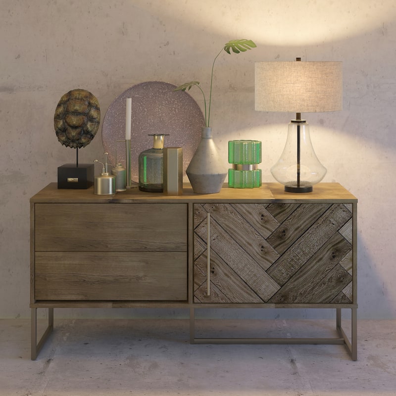 Leta Table Lamp in Seeded Glass with Flax Shade