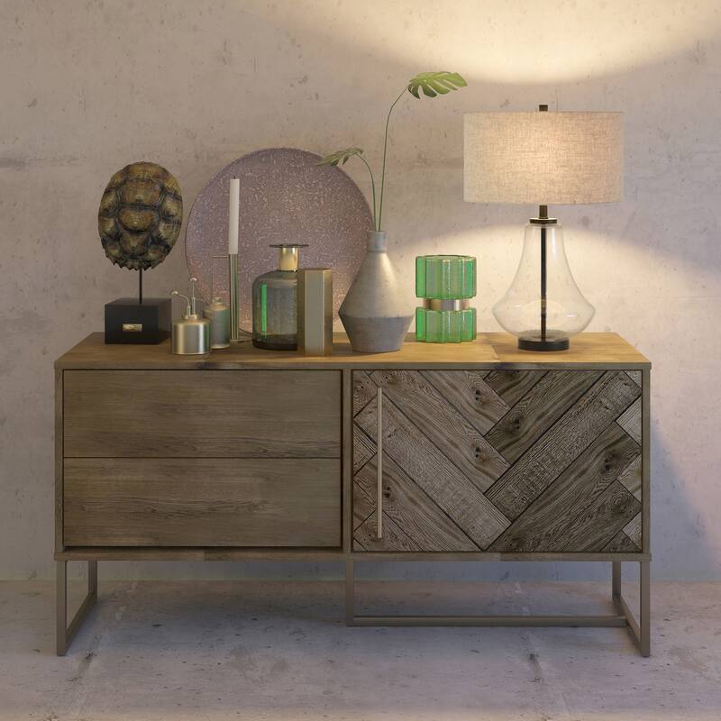 Leta Table Lamp in Seeded Glass with Flax Shade