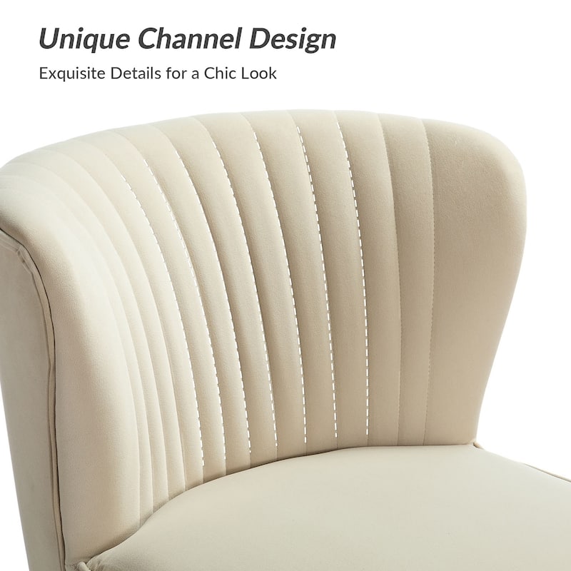 Monica 22''W Upholstered Modern Tufted Accent Side Chair with Gold Legs by HULALA HOME