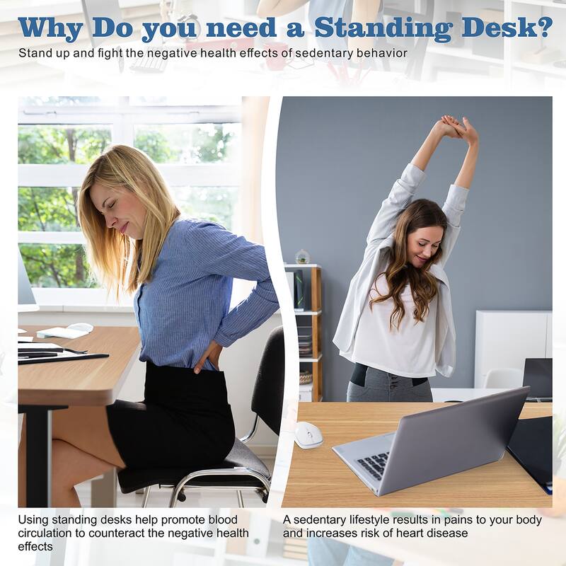 Futzca Height Adjustable Electric Standing Desk Sit Stand Computer Stand up Desk with Splice Board(Black)