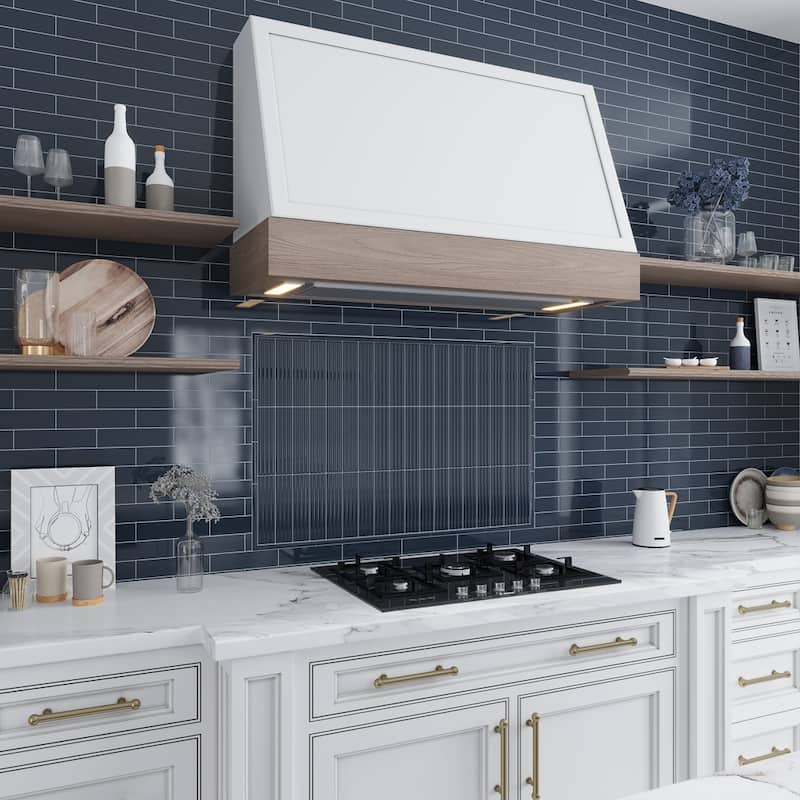 Apollo tile 2" x 8" Arte Glossy Blue Ceramic Tile (5.38 sq ft/case) - 50 Pack