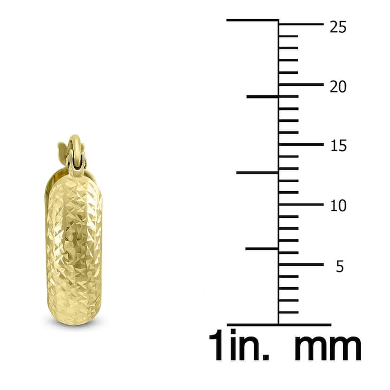 Marquee Jewels 14K Yellow Gold Hammered Huggie Hoop Earrings